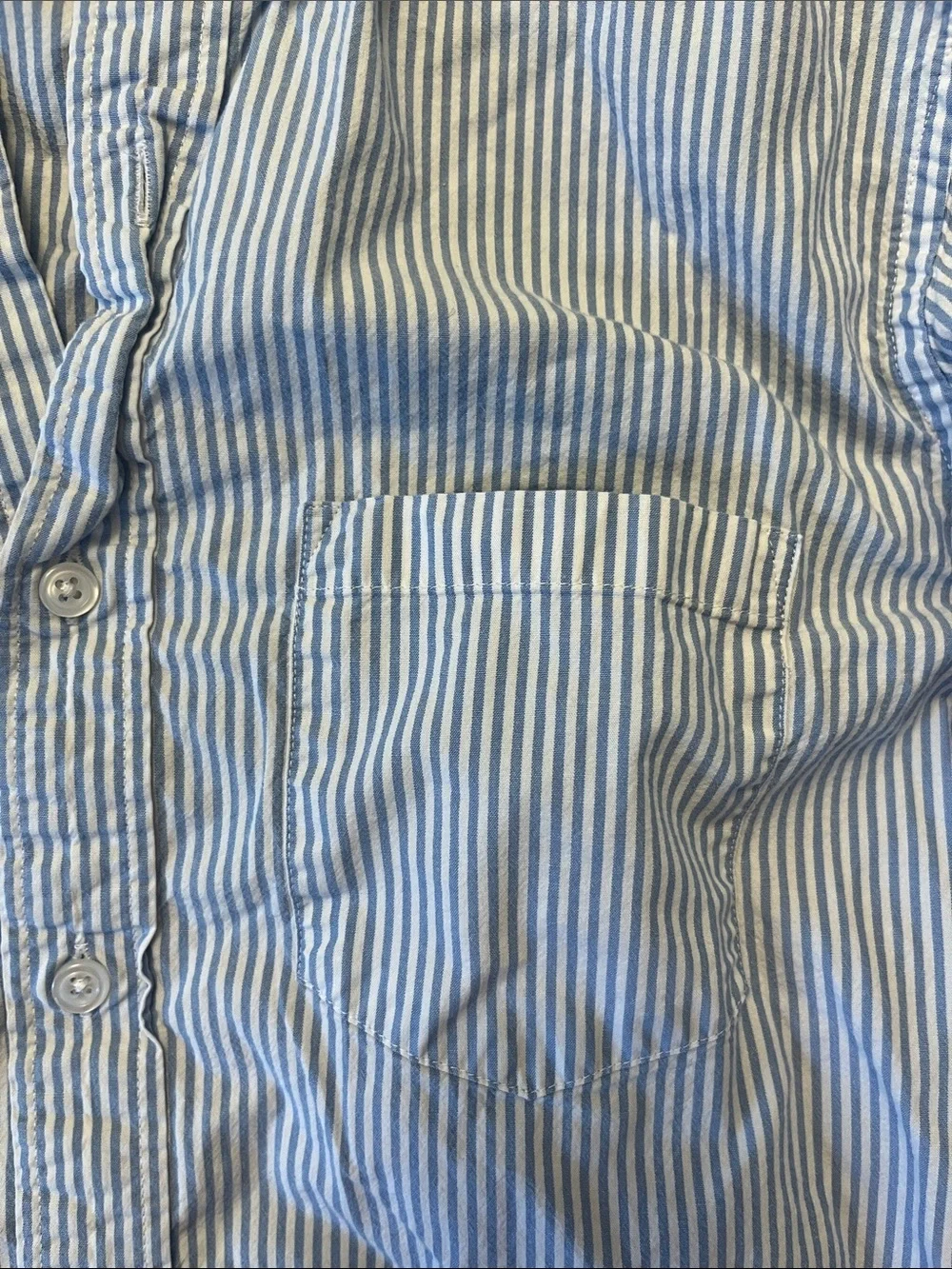J. Crew Men’s Flex Washed Blue and White Narrow Stripe Button-Down Shirt